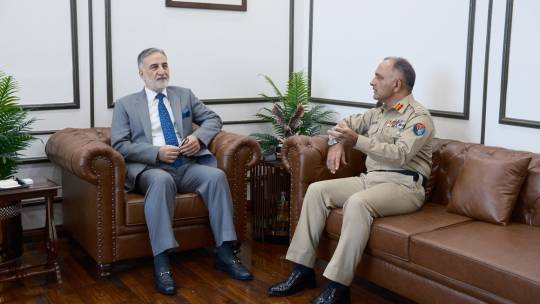 02-10-2023, Islamabad: Chairman NAB Lt Gen (R) Nazir Ahmad Called on Chairman NDMA Lt. General Inam Haider Malik at NDMA HQs